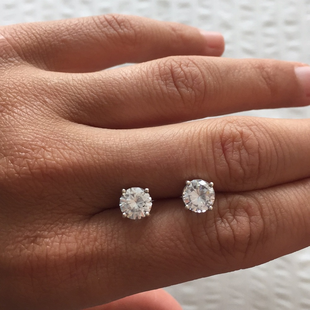 Sterling silver cubic zirconia stud earrings